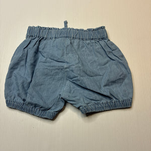 Girls Anko, lightweight chambray cotton shorts, elasticated, GUC, size 1,  