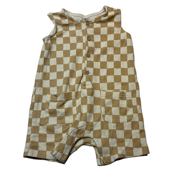 Unisex Target, checked organic cotton romper, EUC, size 0,  