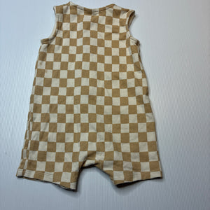 Unisex Target, checked organic cotton romper, EUC, size 0,  