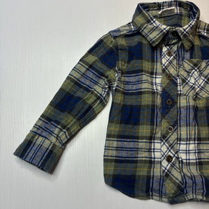 Boys Cotton On, checked flannel cotton long sleeve shirt, EUC, size 2,  