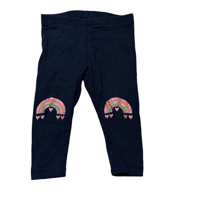 Girls Anko, navy leggings / bottoms, glitter rainbows, EUC, size 1,  