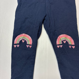 Girls Anko, navy leggings / bottoms, glitter rainbows, EUC, size 1,  