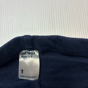 Girls Anko, navy leggings / bottoms, glitter rainbows, EUC, size 1,  