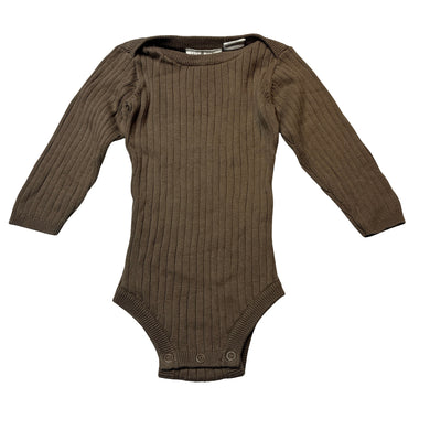Unisex GROWN, ribbed knit organic cotton bodysuit / romper, GUC, size 0,  