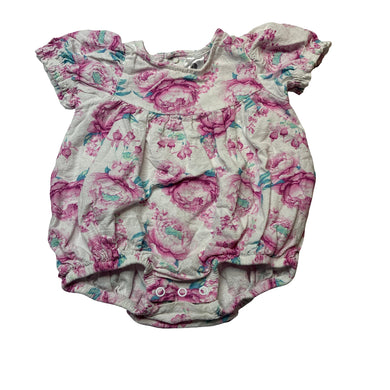 Girls Dymples, floral cotton bubble romper, GUC, size 0,  