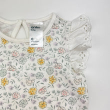 Load image into Gallery viewer, Girls Anko, broderie trim floral bodysuit / romper, FUC, size 0,  