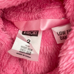 Girls Neon, pink fleece dressing gown / bath robe, GUC, size 2,  