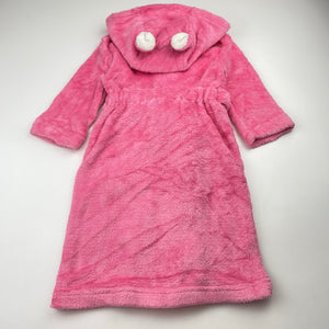 Girls Neon, pink fleece dressing gown / bath robe, GUC, size 2,  