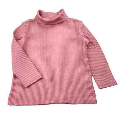 Girls Anko, pink ribbed skivvy / roll neck top, FUC, size 3,  