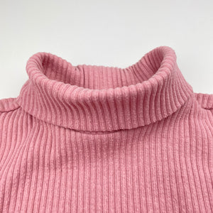 Girls Anko, pink ribbed skivvy / roll neck top, FUC, size 3,  