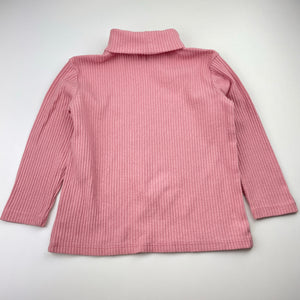 Girls Anko, pink ribbed skivvy / roll neck top, FUC, size 3,  
