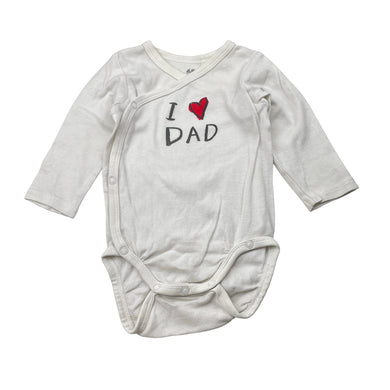 Unisex H&M, organic cotton bodysuit / romper, dad, FUC, size 00,  