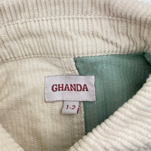 Unisex GHANDA, block colour corduroy cotton shirt, poppers, GUC, size 1-2,  