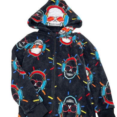 Boys Tilt, fleece all-in-one pyjamas, skulls, GUC, size 10,  