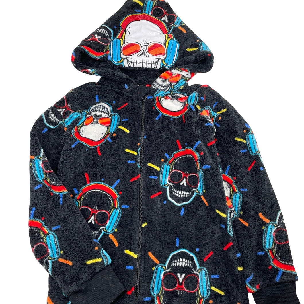 Boys Tilt, fleece all-in-one pyjamas, skulls, GUC, size 10,  