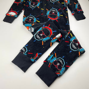 Boys Tilt, fleece all-in-one pyjamas, skulls, GUC, size 10,  