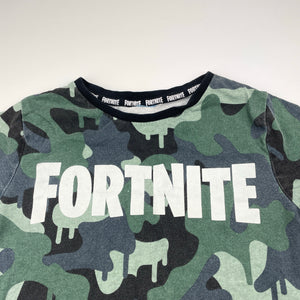 Boys FORTNITE, camo print cotton tee / top, wash fade, no size, armpit to armpit: 35cm, FUC, size 7-8,  