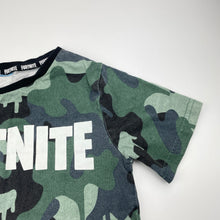 Load image into Gallery viewer, Boys FORTNITE, camo print cotton tee / top, wash fade, no size, armpit to armpit: 35cm, FUC, size 7-8,  
