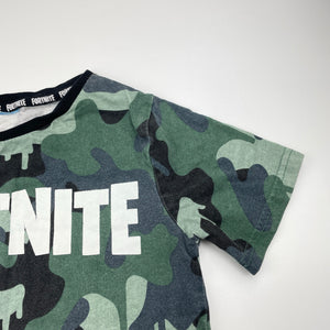 Boys FORTNITE, camo print cotton tee / top, wash fade, no size, armpit to armpit: 35cm, FUC, size 7-8,  