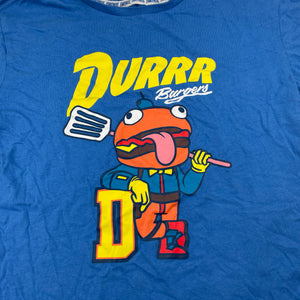 Boys FORTNITE, cotton tee / top, Durrr Burgers, GUC, size 12,  