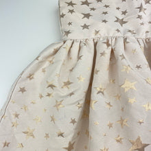 Load image into Gallery viewer, Girls H&amp;M, lined gold star party dress, light marks front skirt, FUC, size 5, L: 55cm
