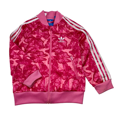 Girls Adidas, zip up track top, butterflies, *stains on cuffs*, FUC, size 3-4,  