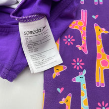 Load image into Gallery viewer, Girls Speedo, long sleeve swim one-piece, giraffes, light pilling, FUC, size 5,  