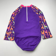 Load image into Gallery viewer, Girls Speedo, long sleeve swim one-piece, giraffes, light pilling, FUC, size 5,  