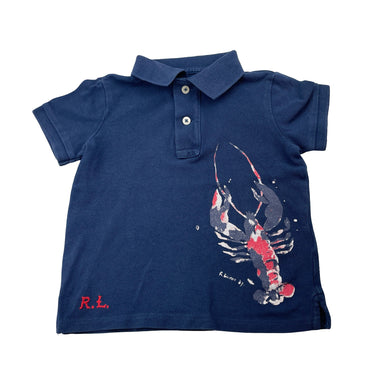 Boys Ralph Lauren, cotton polo shirt / top, lobster, wash fade, FUC, size 1-2,  