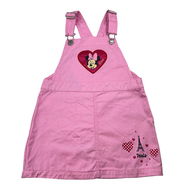 Girls Disney, Minnie Mouse cotton overalls dress / pinafore, FUC, size 3, L: 52cm
