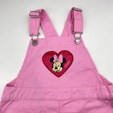 Load image into Gallery viewer, Girls Disney, Minnie Mouse cotton overalls dress / pinafore, FUC, size 3, L: 52cm