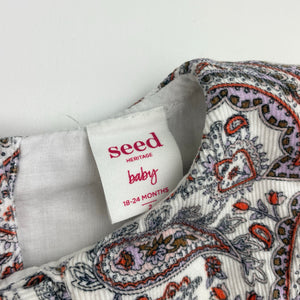 Girls Seed, paisley print corduroy cotton romper, GUC, size 2,  