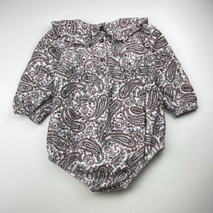 Girls Seed, paisley print corduroy cotton romper, GUC, size 2,  