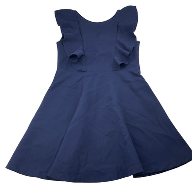 Girls Bardot Junior, navy ruffle party dress, FUC, size 6, L: 61cm