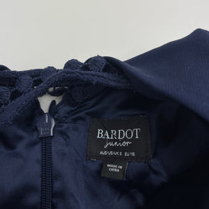 Girls Bardot Junior, navy ruffle party dress, FUC, size 6, L: 61cm