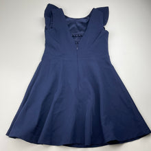 Load image into Gallery viewer, Girls Bardot Junior, navy ruffle party dress, FUC, size 6, L: 61cm