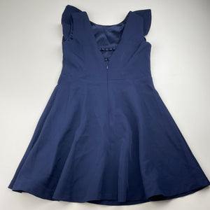 Girls Bardot Junior, navy ruffle party dress, FUC, size 6, L: 61cm