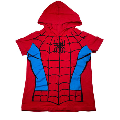 Boys Marvel, Spiderman cotton hooded tee / top, marks on front, FUC, size 5,  