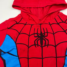 Load image into Gallery viewer, Boys Marvel, Spiderman cotton hooded tee / top, marks on front, FUC, size 5,  