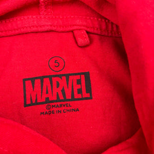 Boys Marvel, Spiderman cotton hooded tee / top, marks on front, FUC, size 5,  