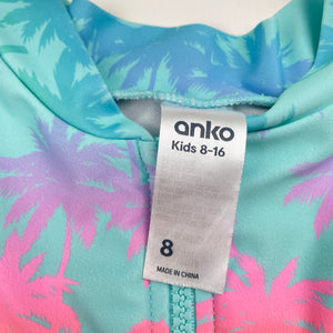 Girls Anko, long sleeve swim one-piece, GUC, size 8,  
