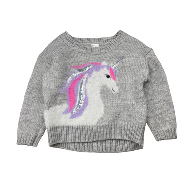 Girls Anko, soft feel knit sweater / jumper, unicorn, GUC, size 2,  