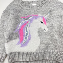 Load image into Gallery viewer, Girls Anko, soft feel knit sweater / jumper, unicorn, GUC, size 2,  