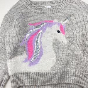 Girls Anko, soft feel knit sweater / jumper, unicorn, GUC, size 2,  