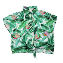 Load image into Gallery viewer, Girls H&amp;M, x Dieter Braun lightweight viscose tie front shirt, GUC, size 12-13,  