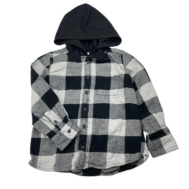 Boys Anko, hooded flannel cotton long sleeve shirt, EUC, size 4,  