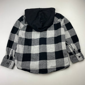 Boys Anko, hooded flannel cotton long sleeve shirt, EUC, size 4,  