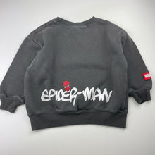 Load image into Gallery viewer, Boys Cotton On, Marvel Spiderman fleece lined sweater / jumper, wash fade, FUC, size 4,  