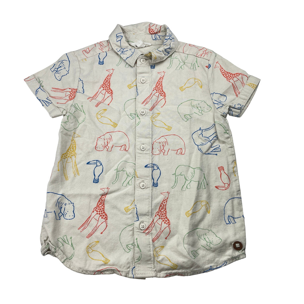 Boys Milkshake, viscose / linen short sleeve shirt, EUC, size 4,  