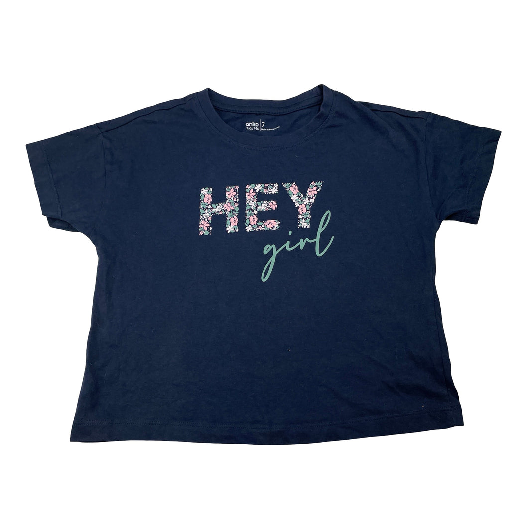Girls Anko, navy cotton tee / top, GUC, size 7,  